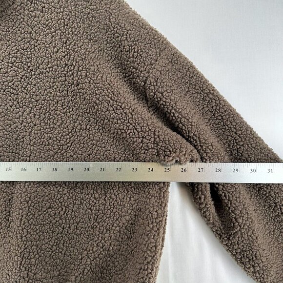 LNA Clothing Sweatshirt Womens L Faux Fur Sherpa 1/4 Zip Pullover Jumper Brown - Picture 9 of 11